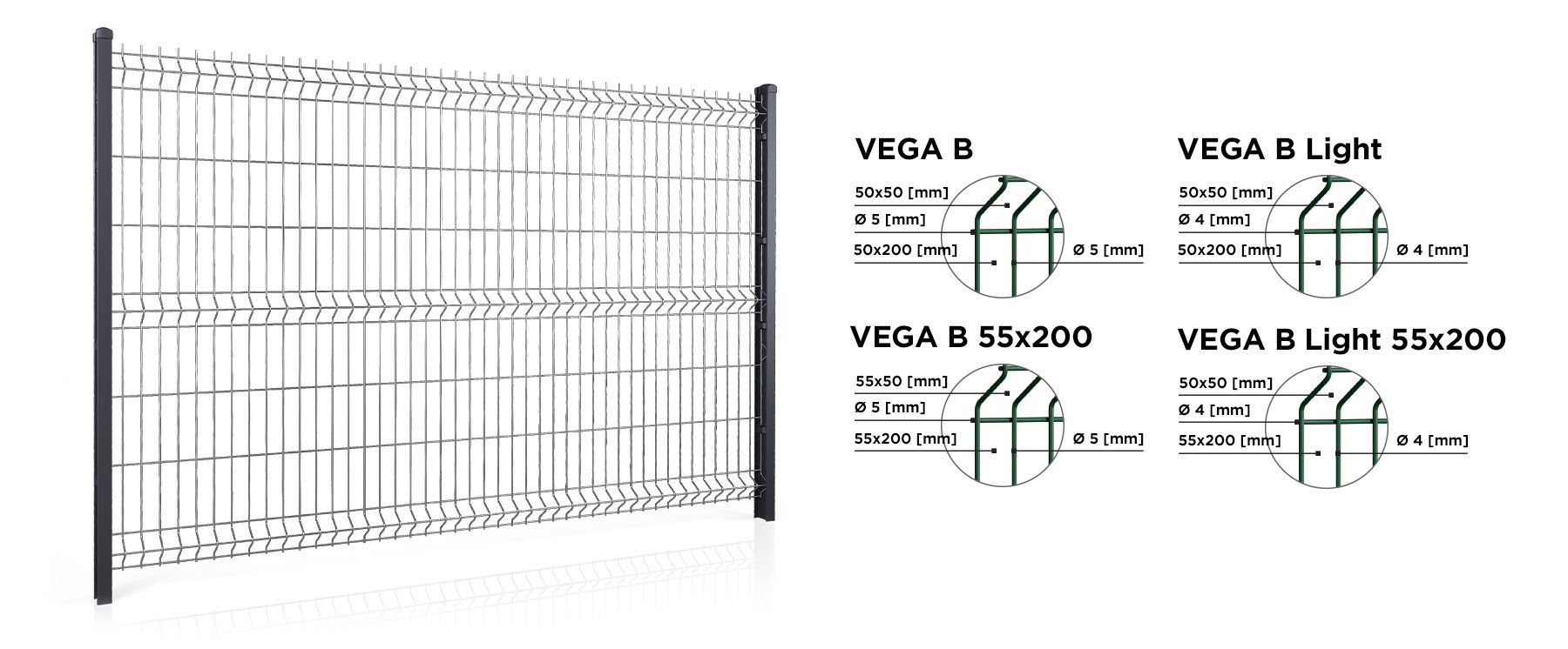 VEGA B, VEGA B Light, VEGA B 55x200 și VEGA B Light 55x200